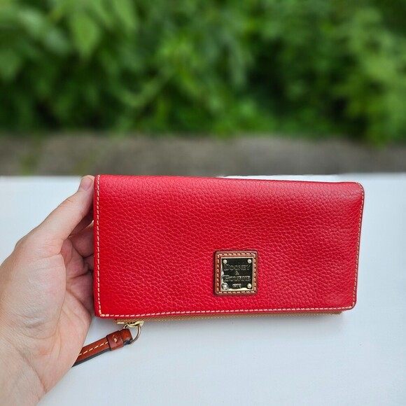 Dooney & Bourke Handbags - Dooney & Bourke Red Pebble Leather Wallet Clutch Pre-owned